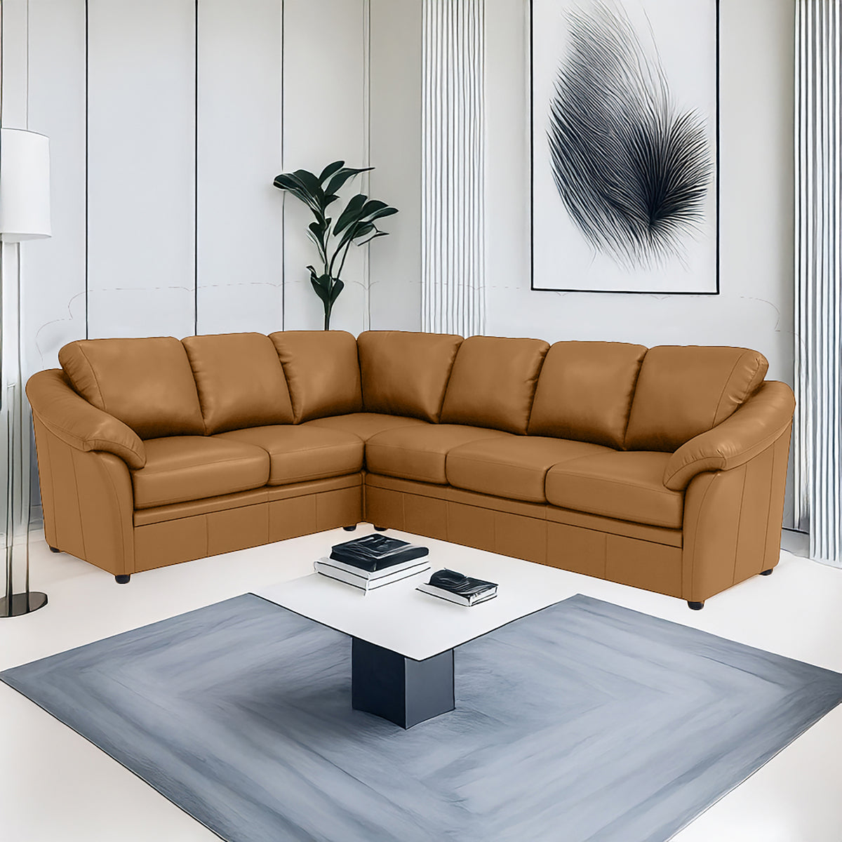 Lyons Leather Sectional Right Facing