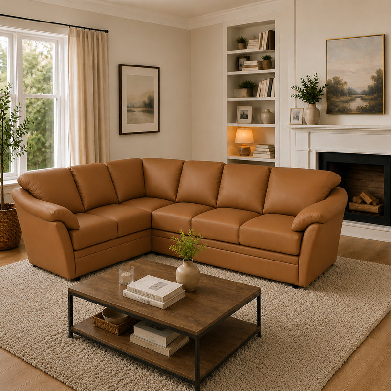 Lyons Leather Sectional Right Facing