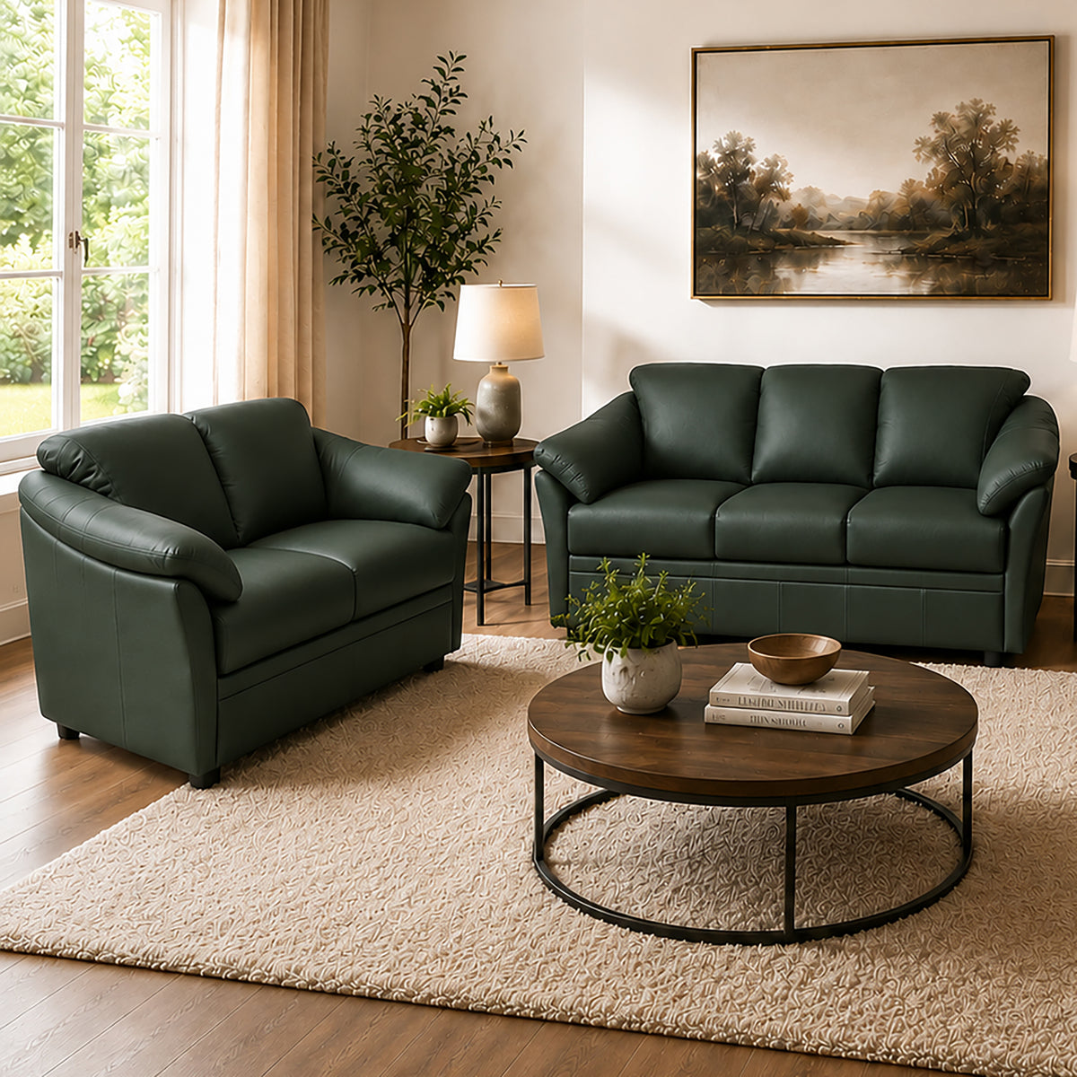 Lyons Leather Sofa & Loveseat Set - Coja