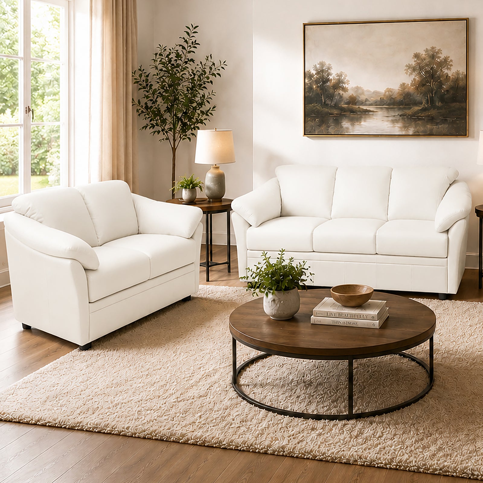Lyons Leather Sofa & Loveseat Set