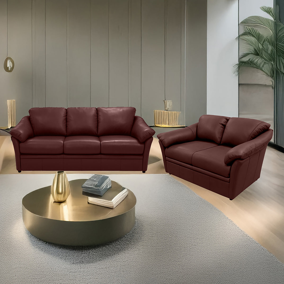 Lyons Leather Sofa & Loveseat Set
