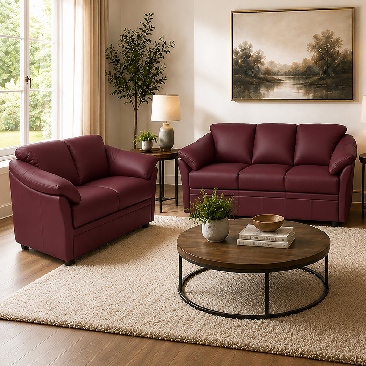Lyons Leather Sofa & Loveseat Set - Coja