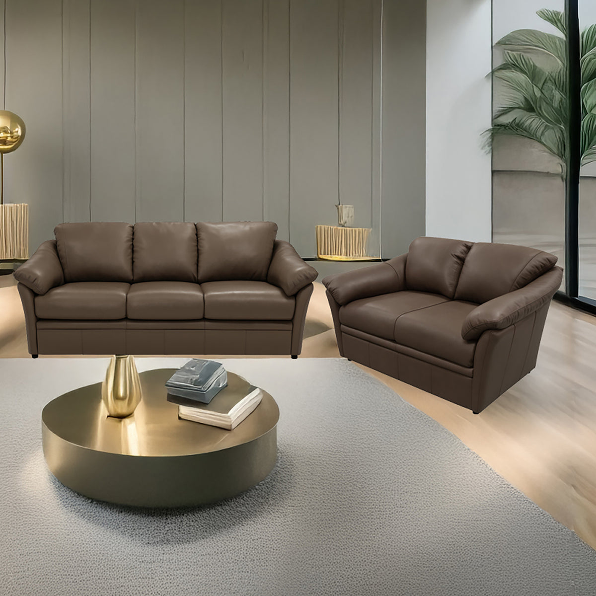 Lyons Leather Sofa & Loveseat Set