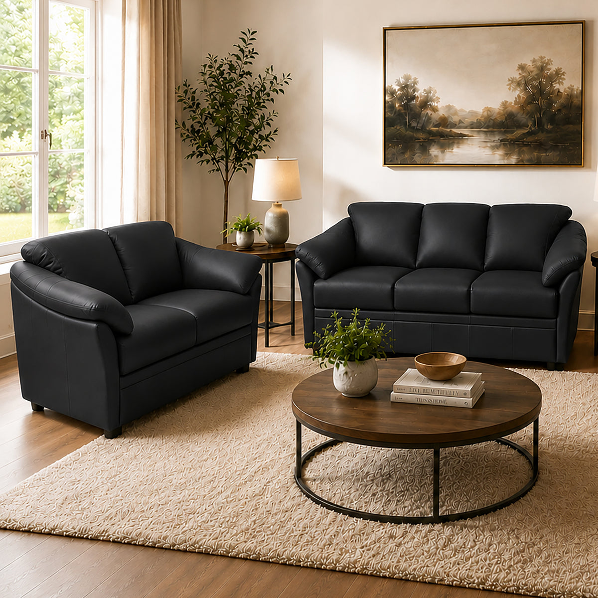 Lyons Leather Sofa & Loveseat Set - Coja