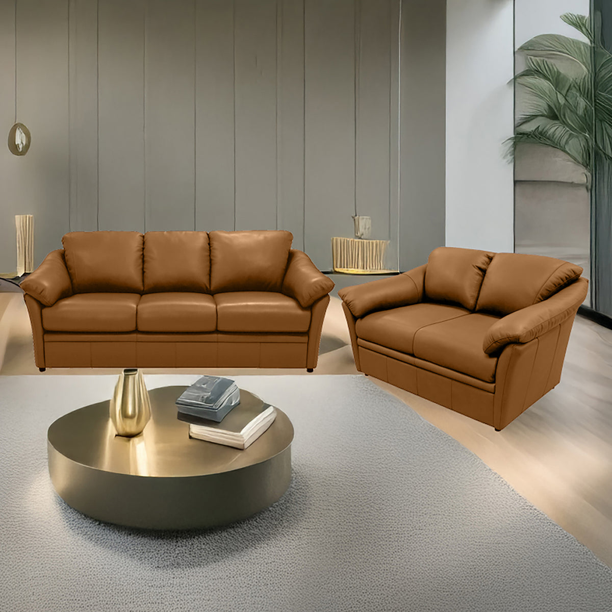 Lyons Leather Sofa & Loveseat Set