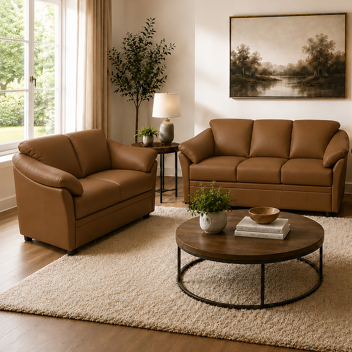 Lyons Leather Sofa & Loveseat Set - Coja