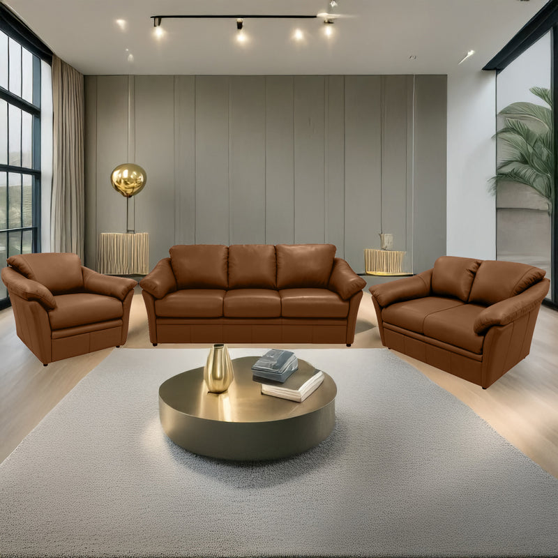 Lyons Leather Sofa, Loveseat & Chair Set