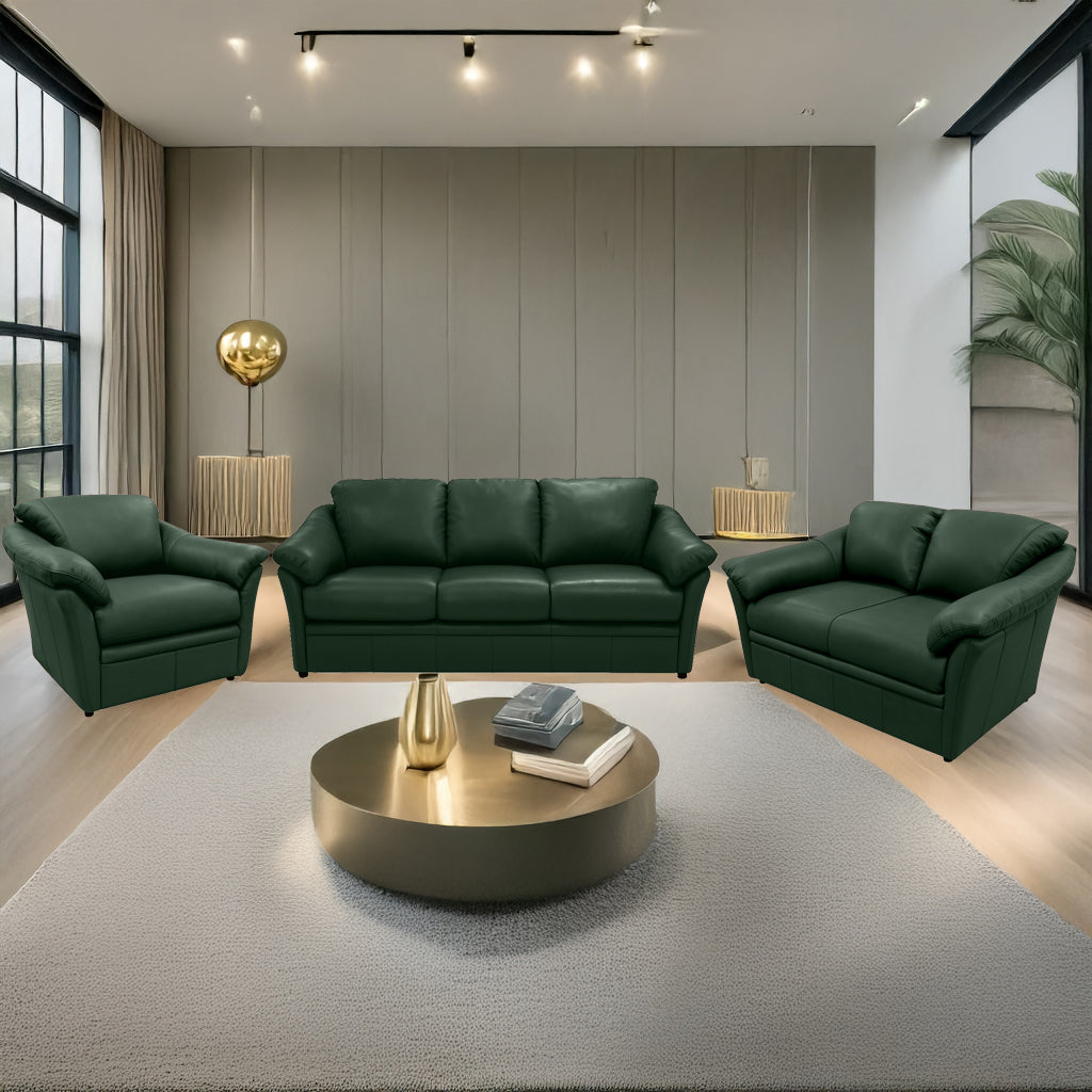 Lyons Leather Sofa, Loveseat & Chair Set