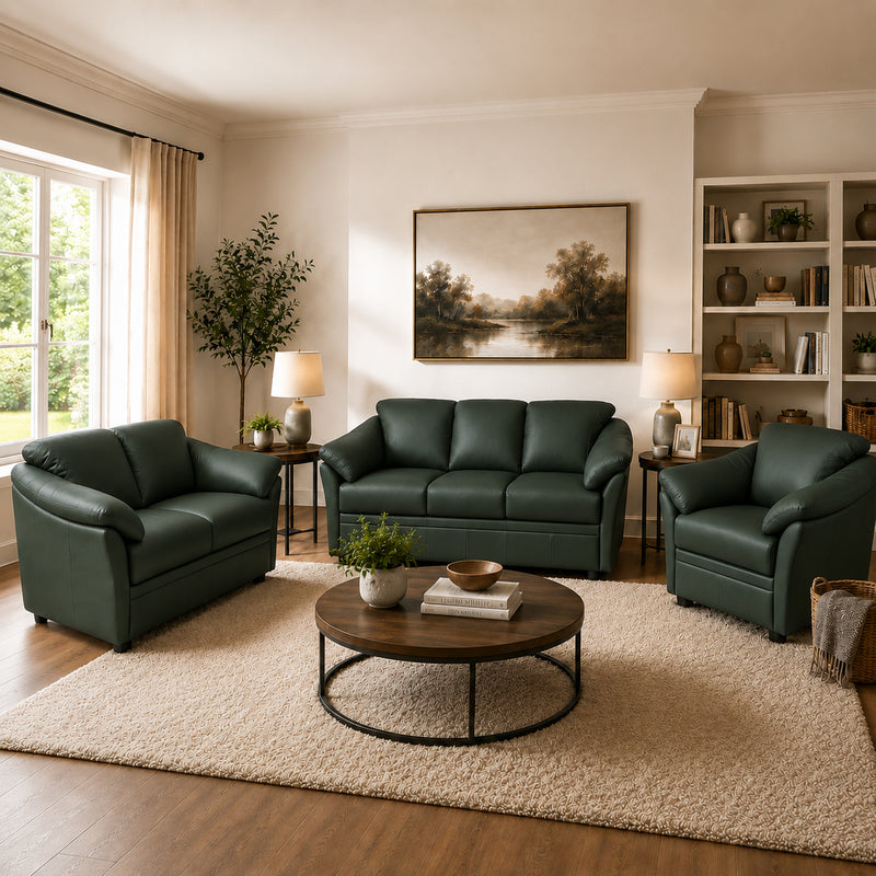 Lyons Leather Sofa, Loveseat & Chair Set - Coja