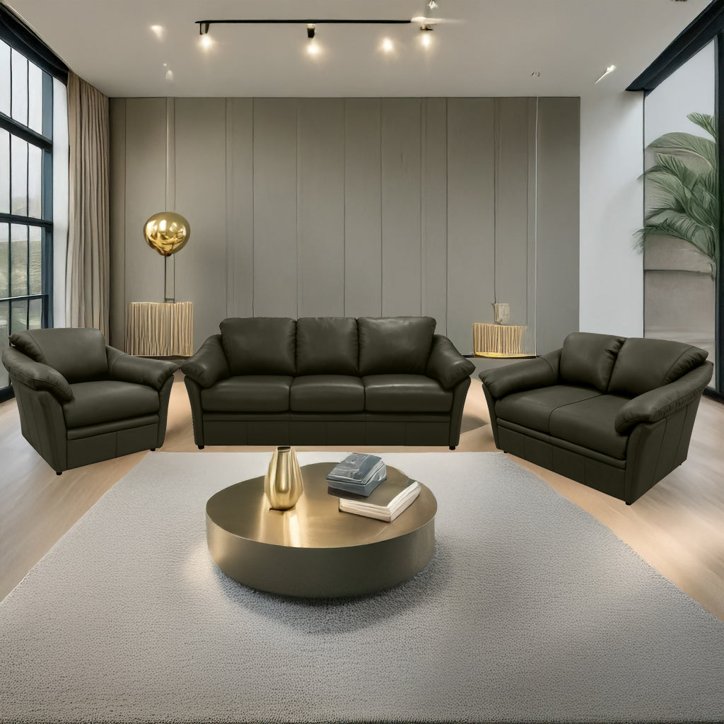 Lyons Leather Sofa, Loveseat & Chair Set