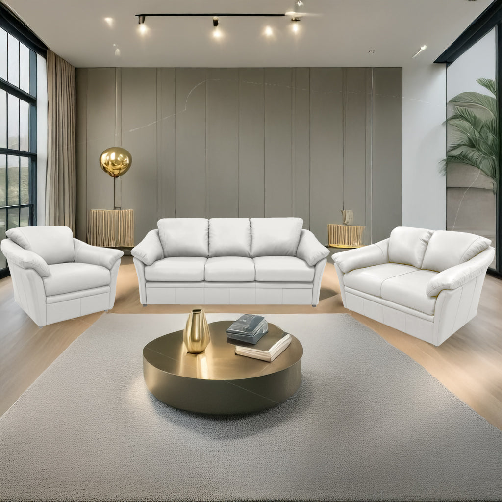 Lyons Leather Sofa, Loveseat & Chair Set