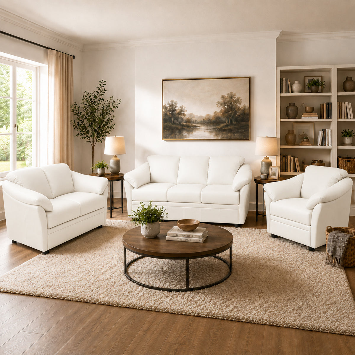 Lyons Leather Sofa, Loveseat & Chair Set - Coja