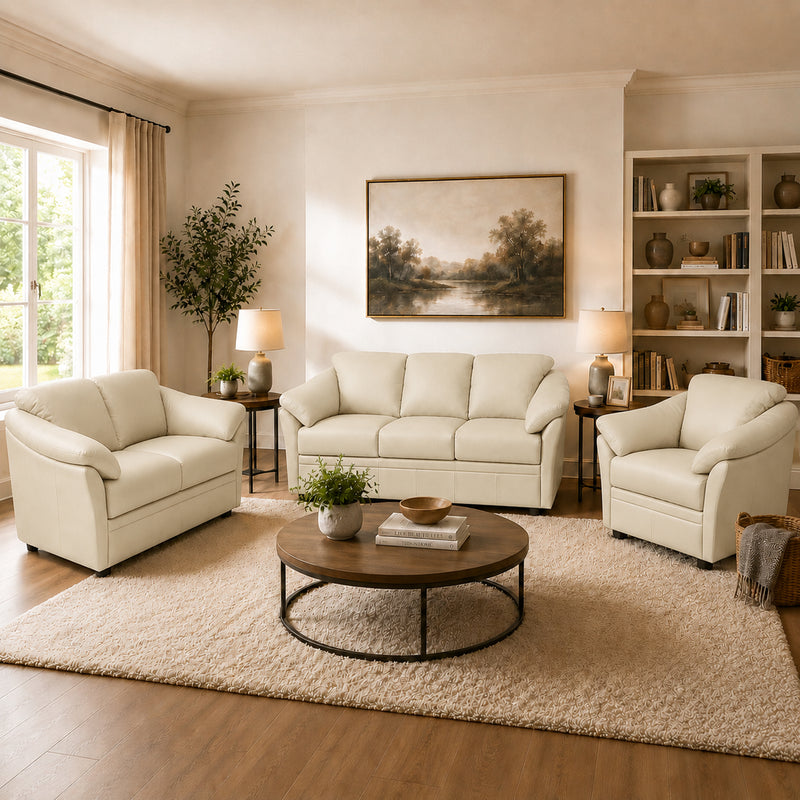 Lyons Leather Sofa, Loveseat & Chair Set - Coja