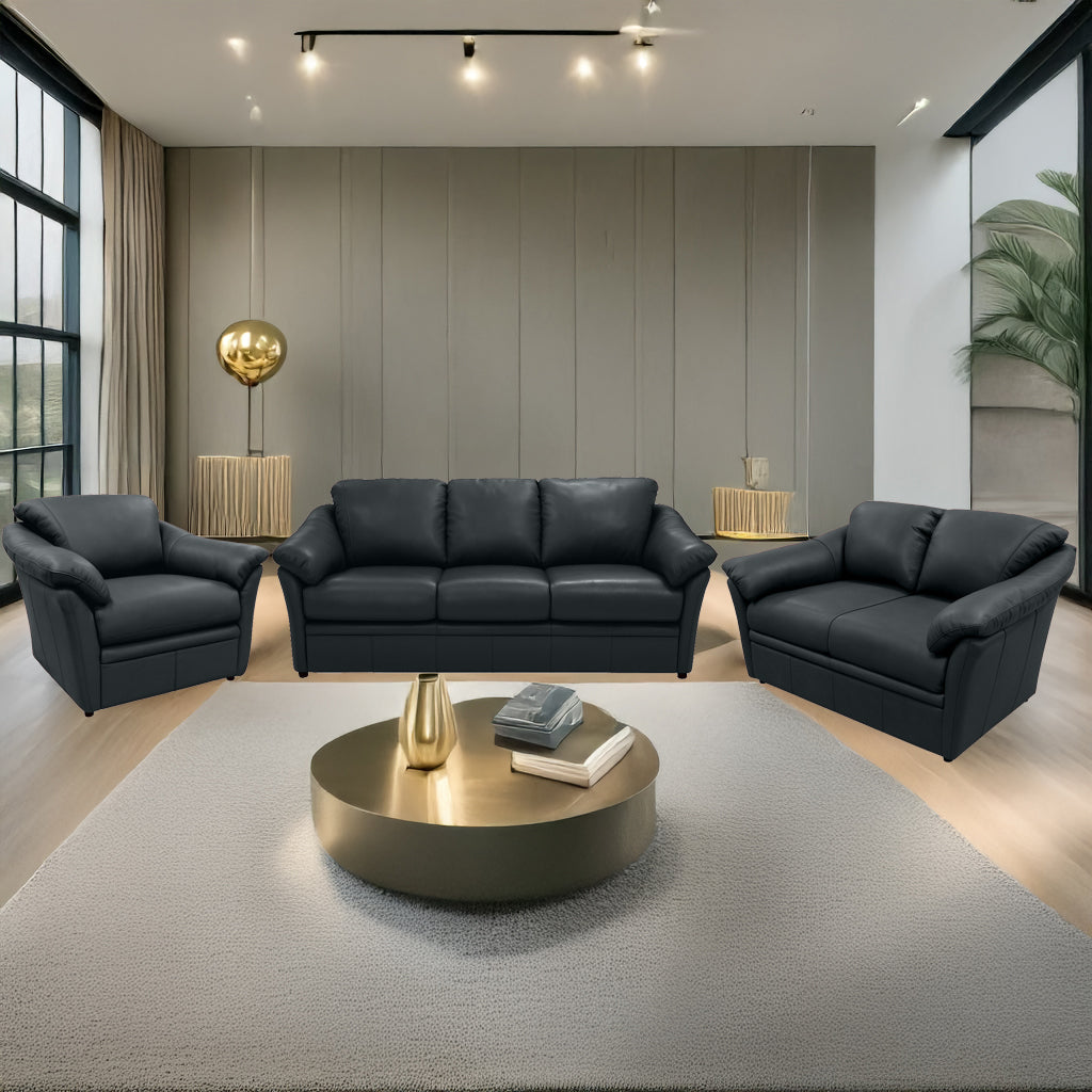 Lyons Leather Sofa, Loveseat & Chair Set