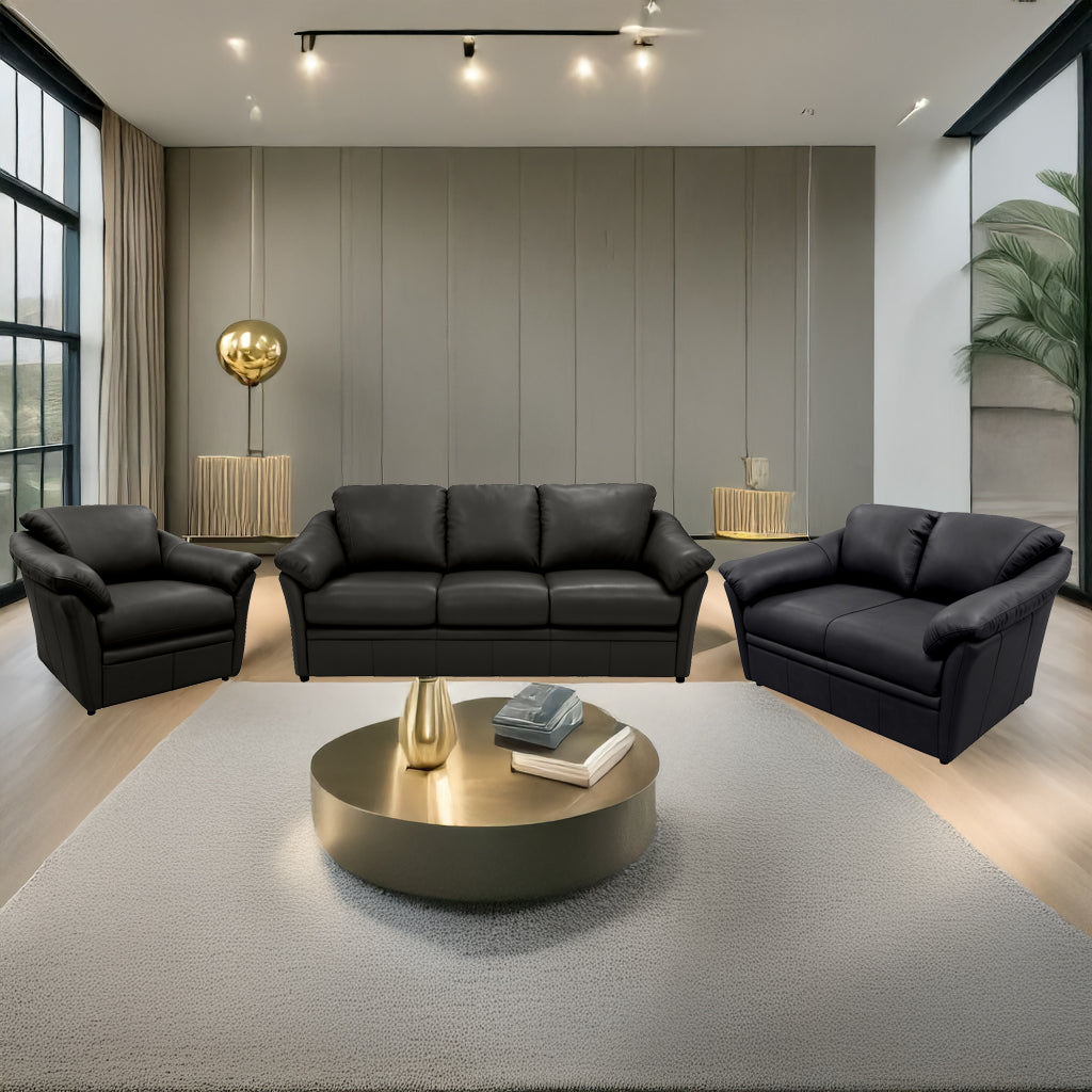 Lyons Leather Sofa, Loveseat & Chair Set