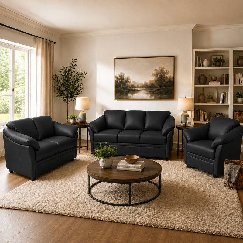 Lyons Leather Sofa, Loveseat & Chair Set - Coja