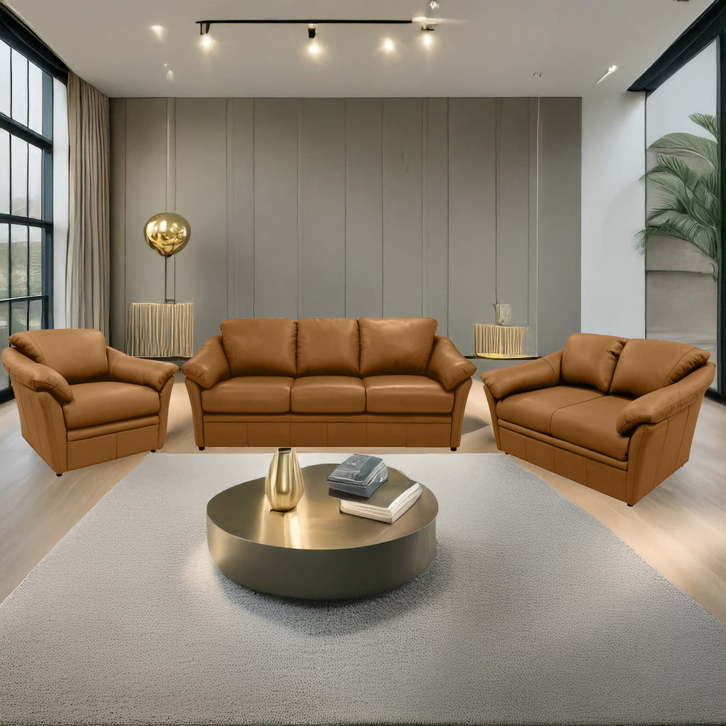 Lyons Leather Sofa, Loveseat & Chair Set