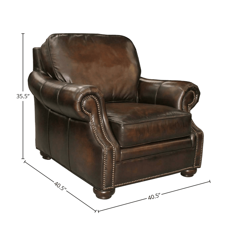 Micca 40.5" Wide Side Chair, Leather, Brown - Coja