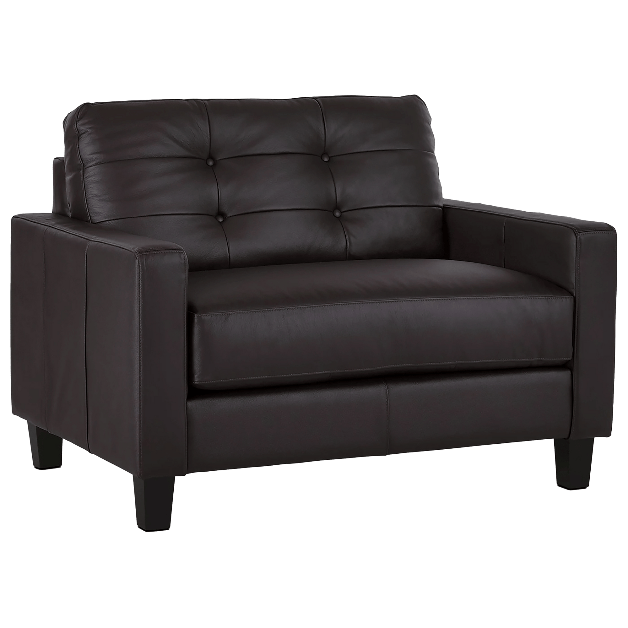Macon Contemporary Track Arm Leather Chair, Dark Brown - Coja