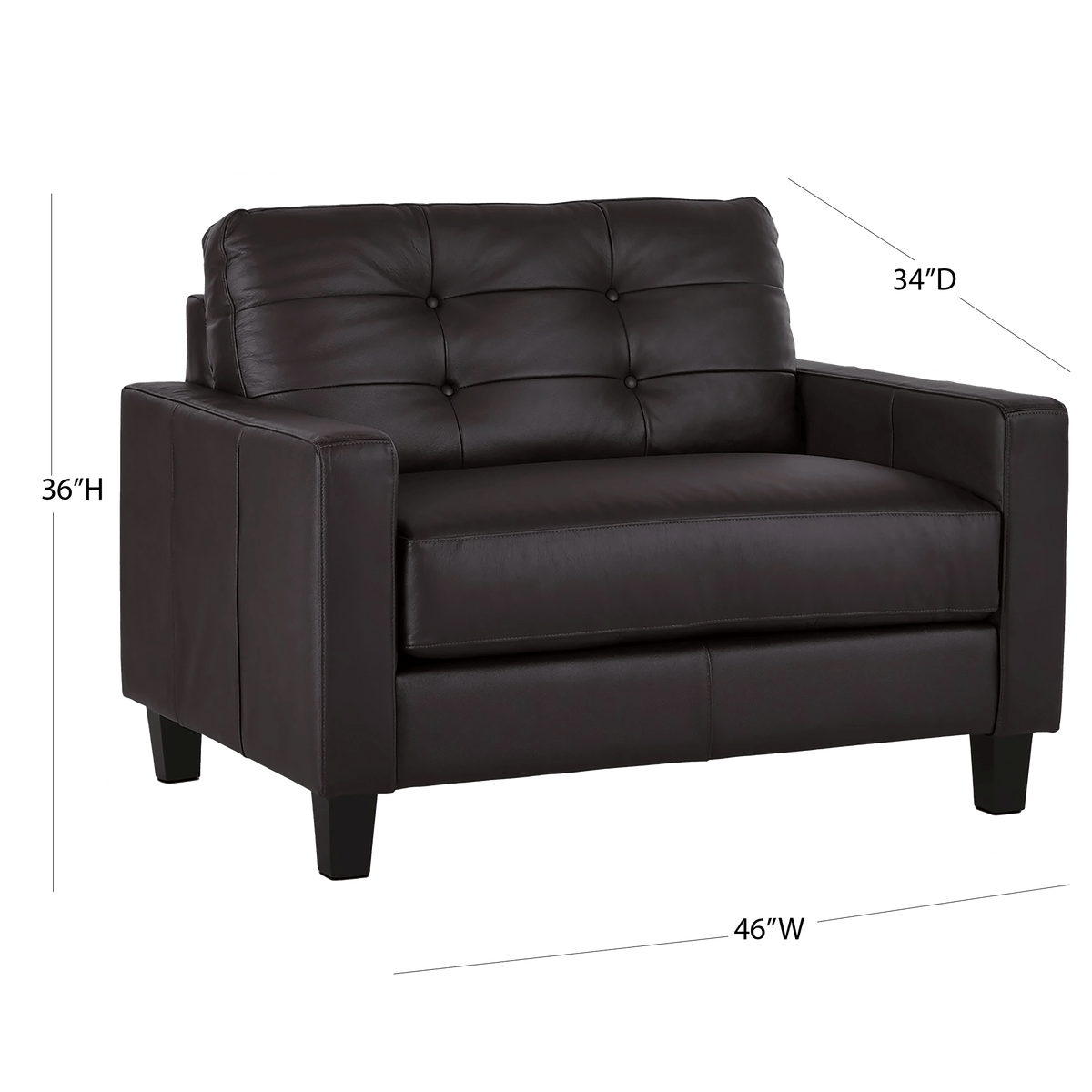 Macon Contemporary Track Arm Leather Sofa and Chair Set, Dark Brown - Coja