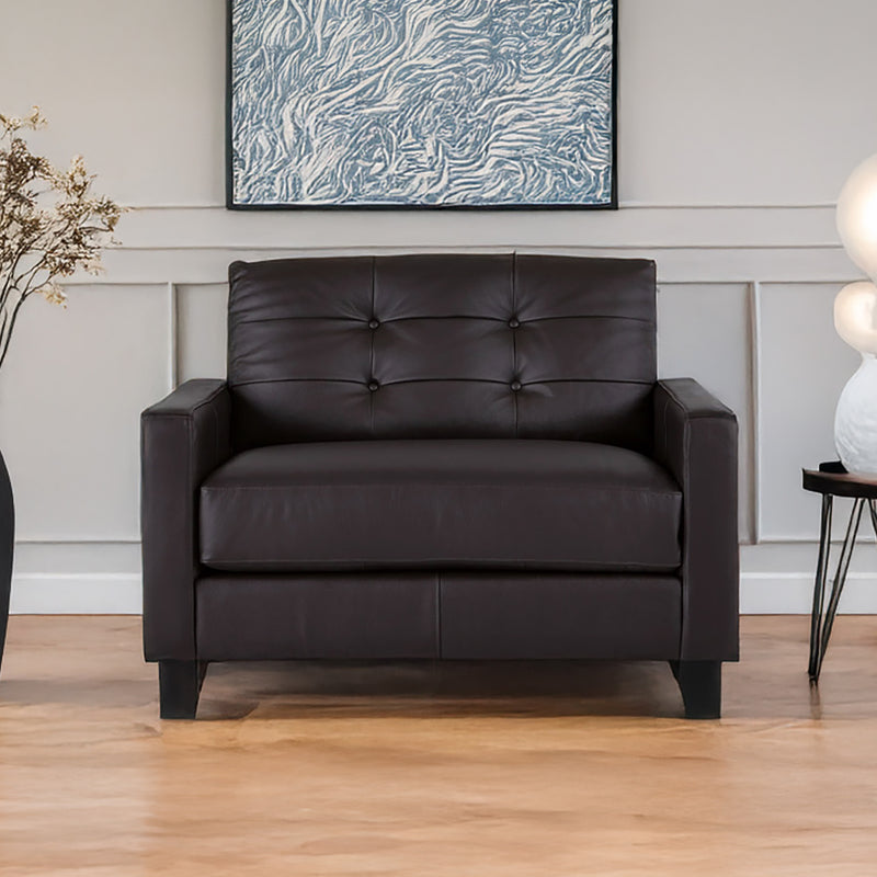 Macon Contemporary Track Arm Leather Chair, Dark Brown - Coja