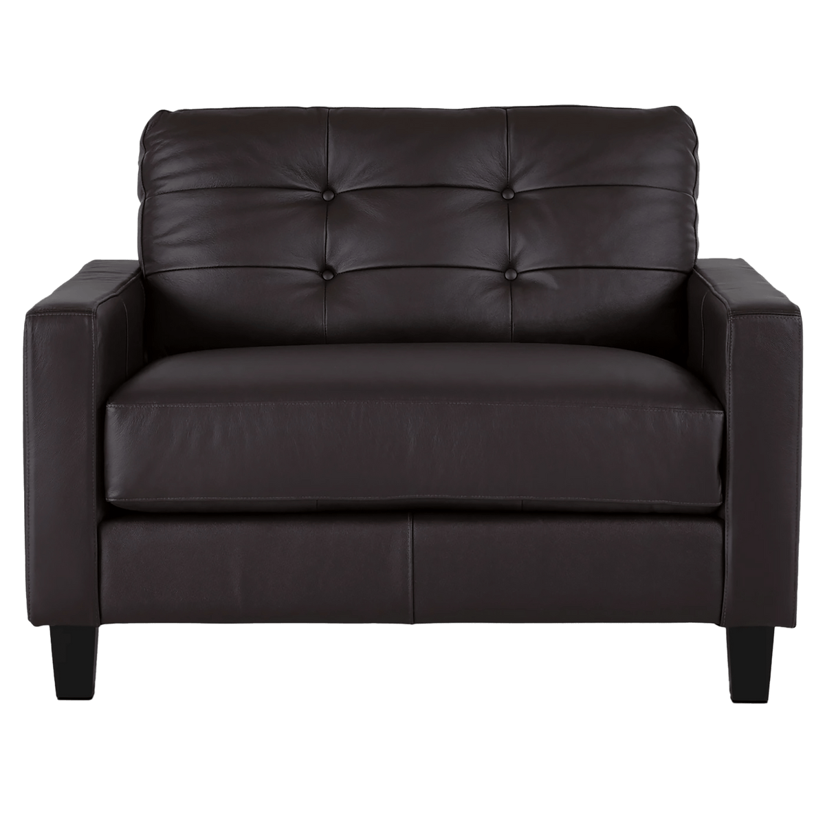 Macon Contemporary Track Arm Leather Sofa and Chair Set, Dark Brown - Coja