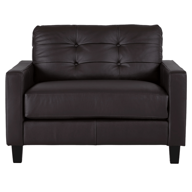 Macon Contemporary Track Arm Leather Sofa and Chair Set, Dark Brown - Coja
