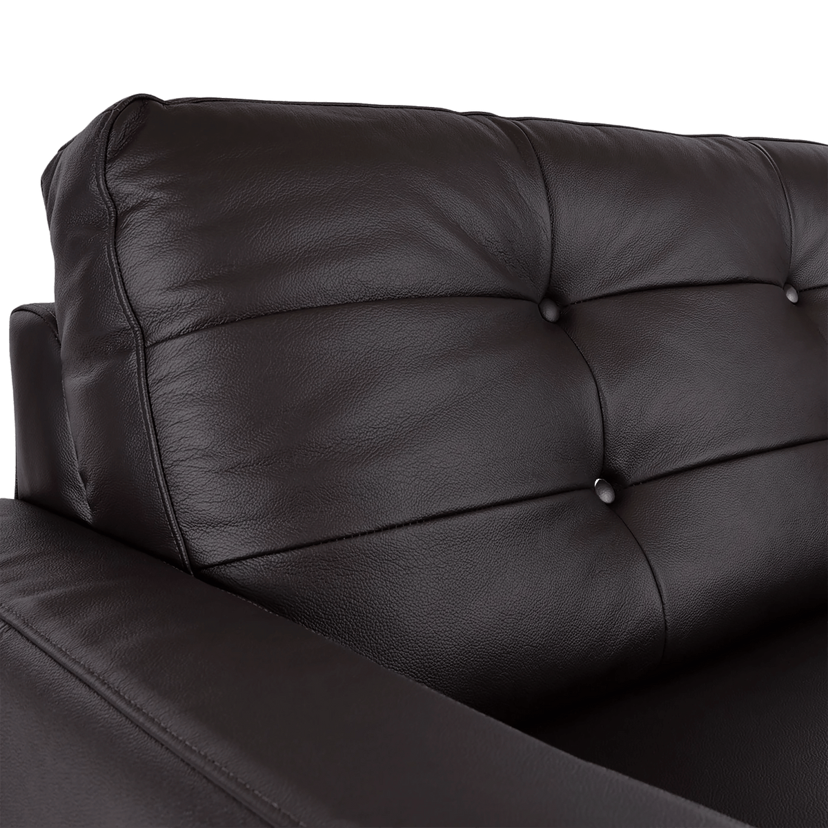 Macon Contemporary Track Arm Leather Sofa, Dark Brown - Coja