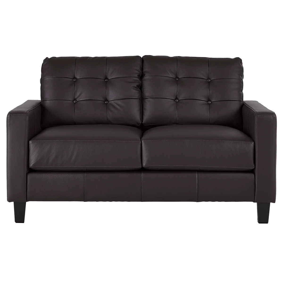 Macon Contemporary Track Arm Leather Sofa and Loveseat Set, Dark Brown - Coja