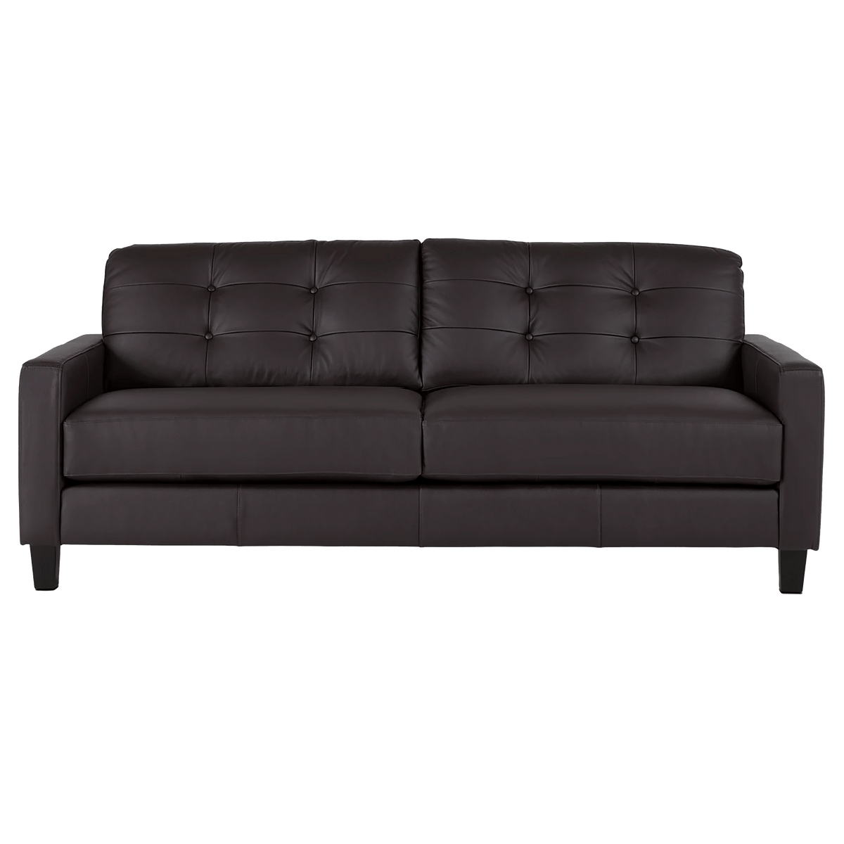 Macon Contemporary Track Arm Leather Sofa and Chair Set, Dark Brown - Coja
