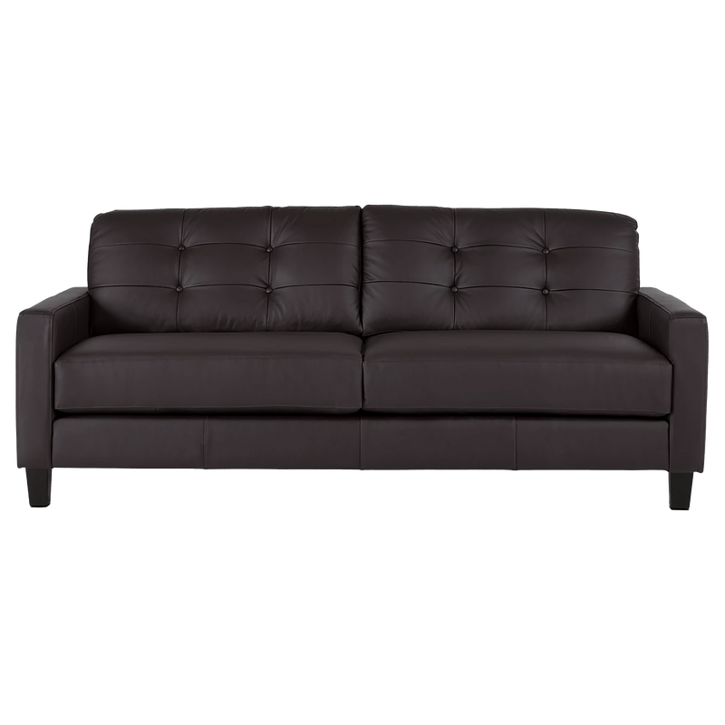 Macon Contemporary Track Arm Leather Sofa and Chair Set, Dark Brown - Coja