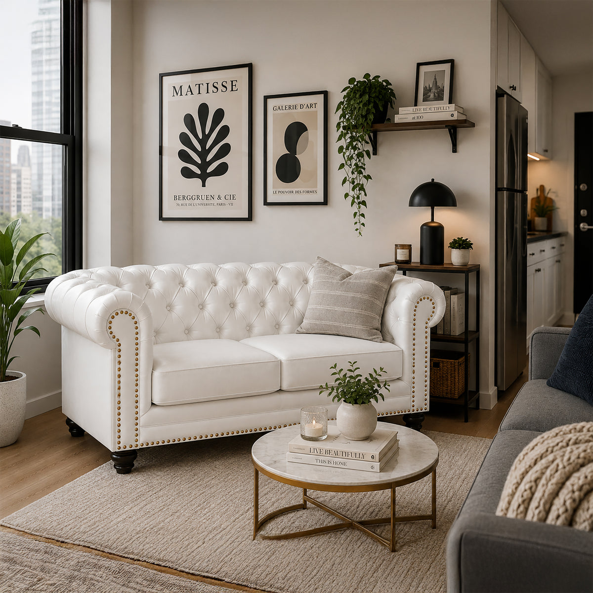 Maryport Leather Loveseat with Tufting and Nailhead Trim - Coja