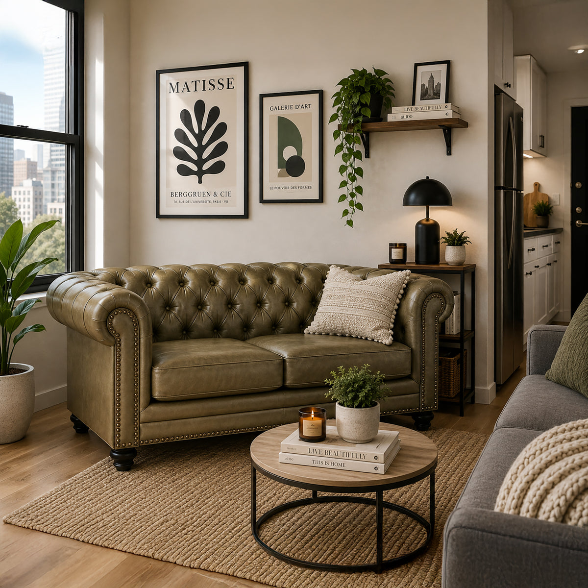 Maryport Leather Loveseat with Tufting and Nailhead Trim - Coja