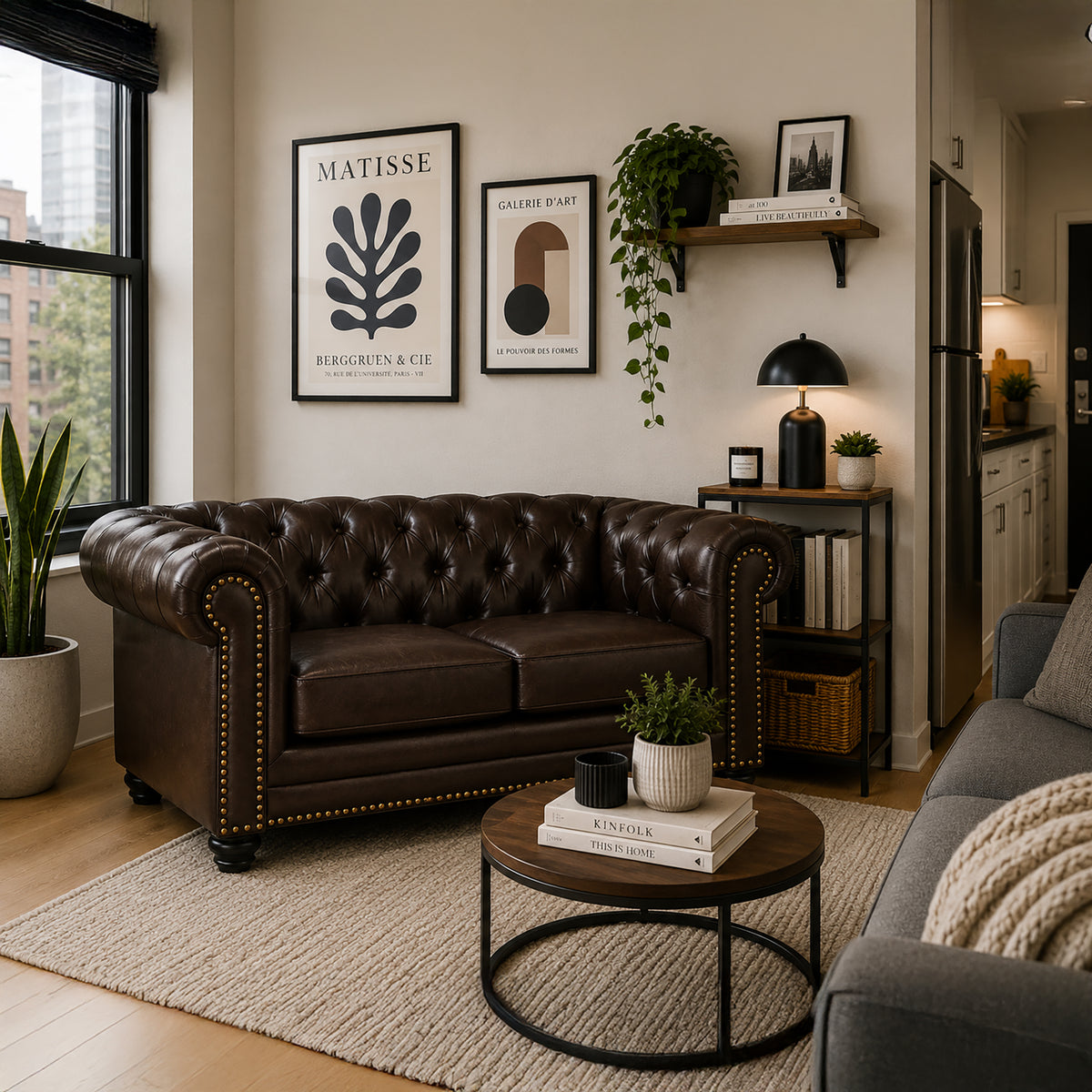 Maryport Leather Loveseat with Tufting and Nailhead Trim - Coja