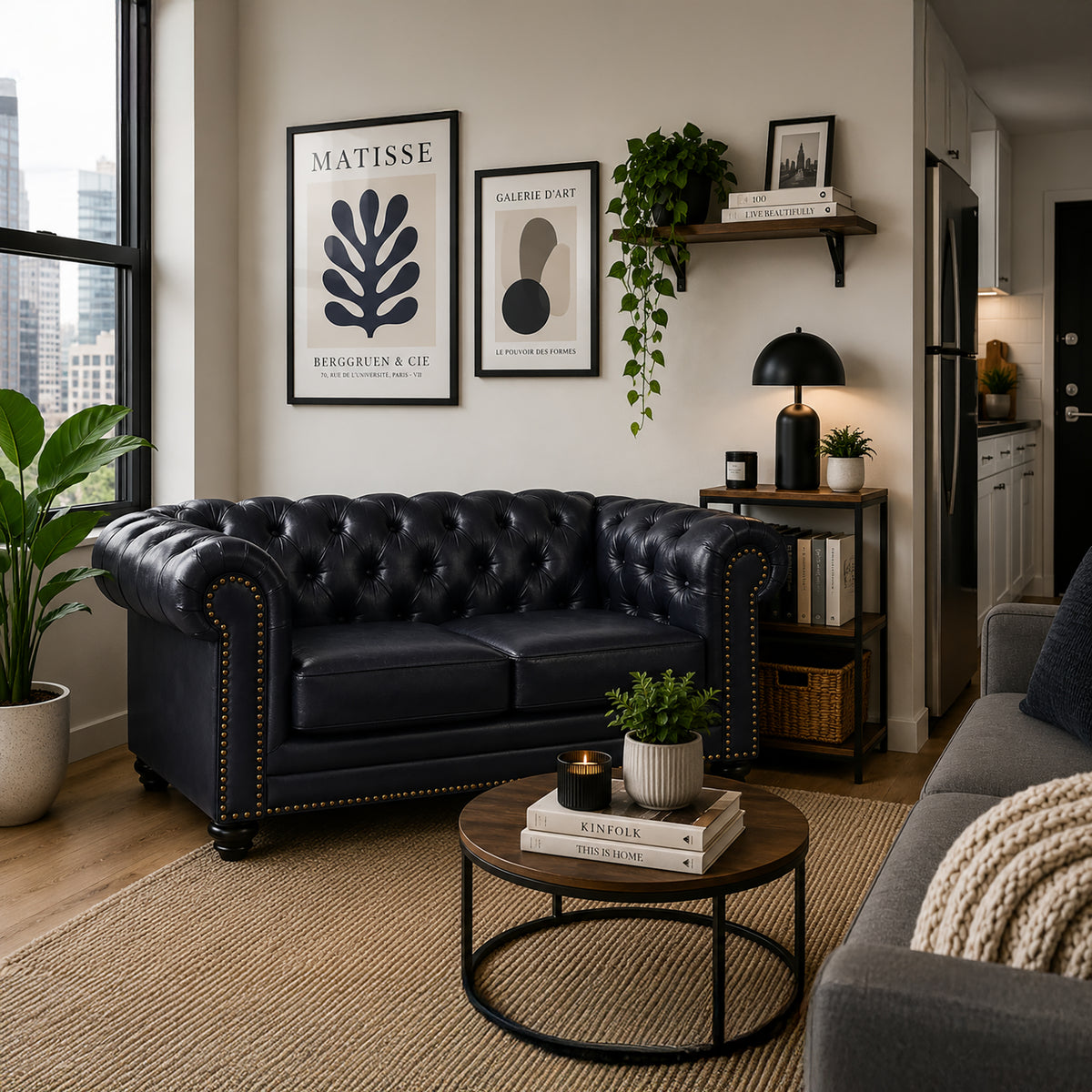 Maryport Leather Loveseat with Tufting and Nailhead Trim - Coja