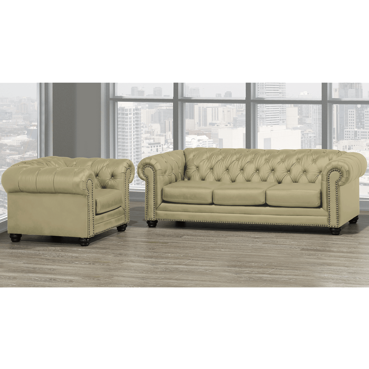 Maryport Top Grain Leather Sofa and Armchair Set - Coja