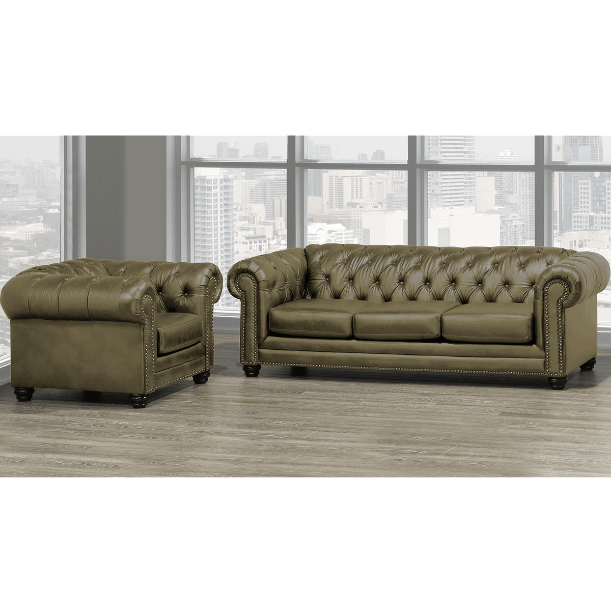 Maryport Top Grain Leather Sofa and Armchair Set - Coja