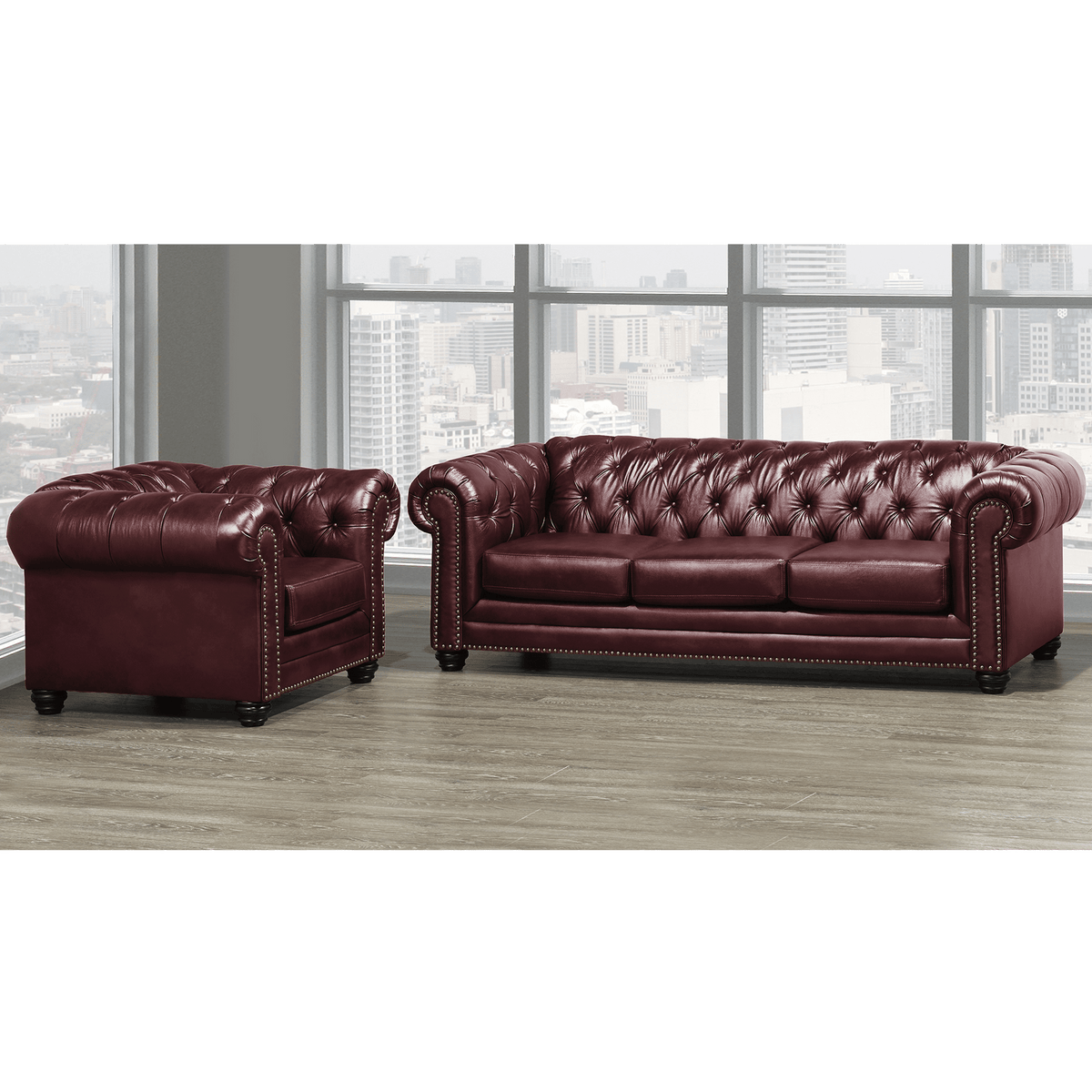 Maryport Top Grain Leather Sofa and Armchair Set - Coja