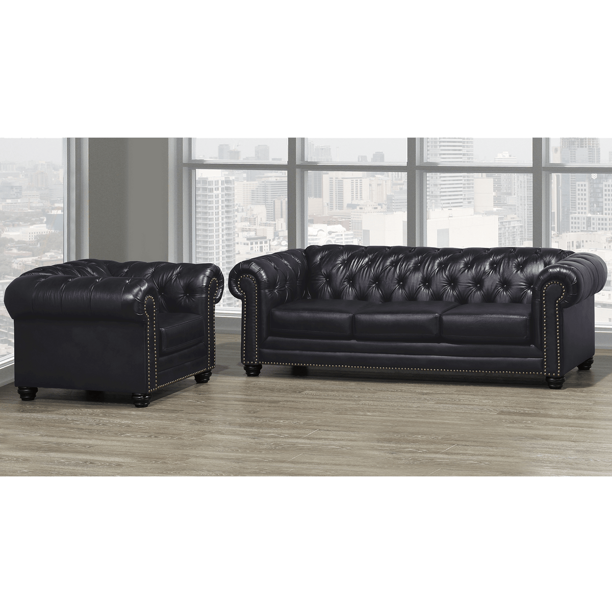 Maryport Top Grain Leather Sofa and Armchair Set - Coja