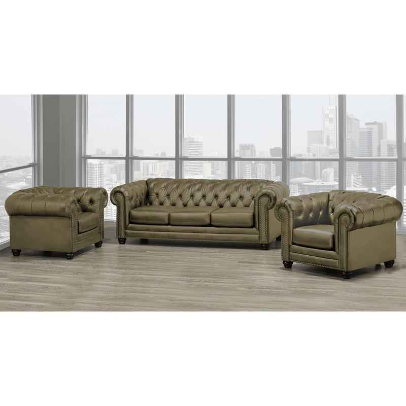 Maryport Top Grain Leather Sofa and Two Chair Set - Coja