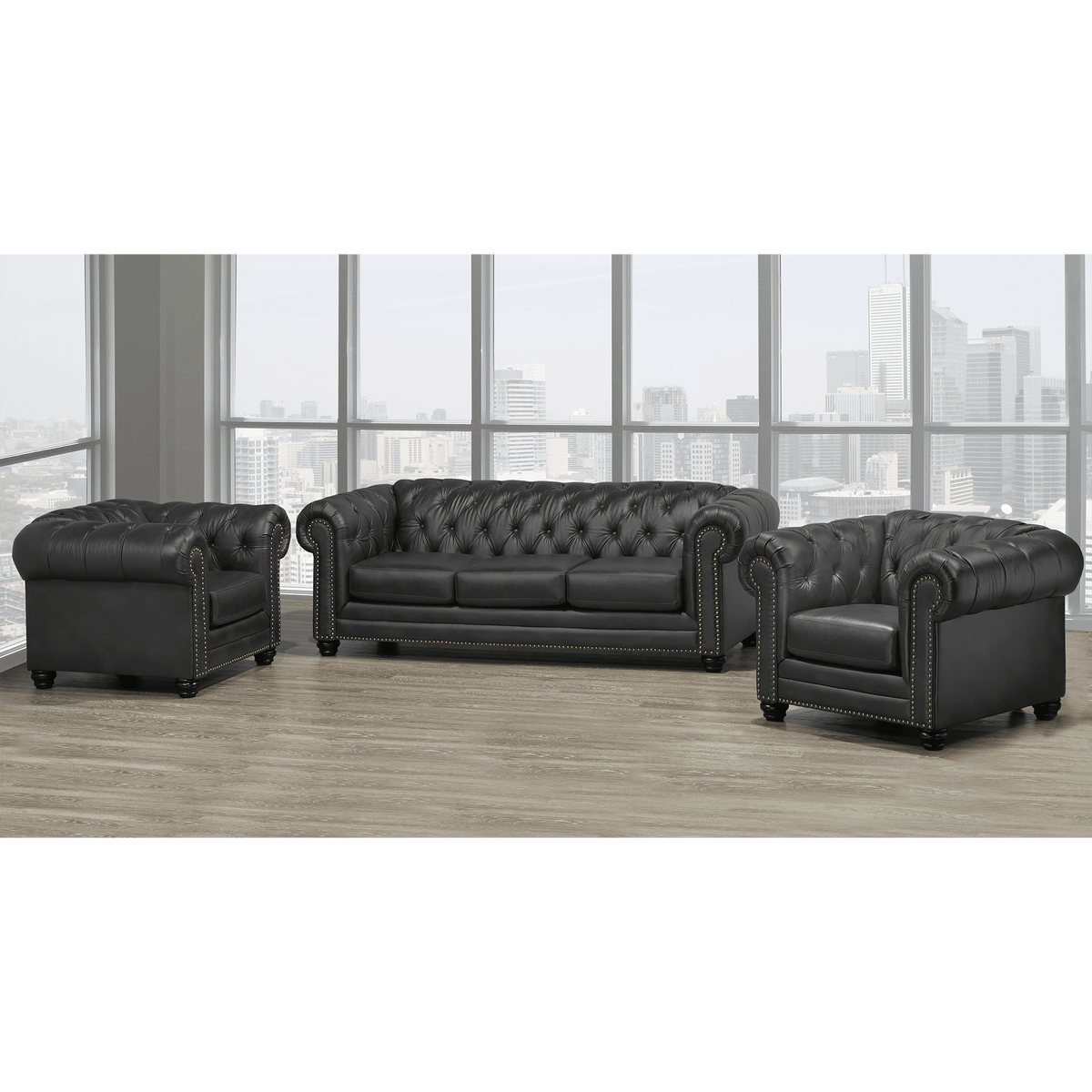 Maryport Top Grain Leather Sofa and Two Chair Set - Coja