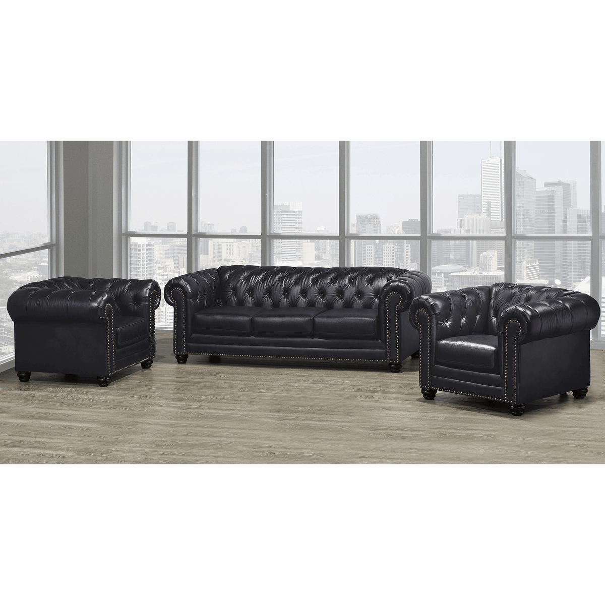 Maryport Top Grain Leather Sofa and Two Chair Set - Coja