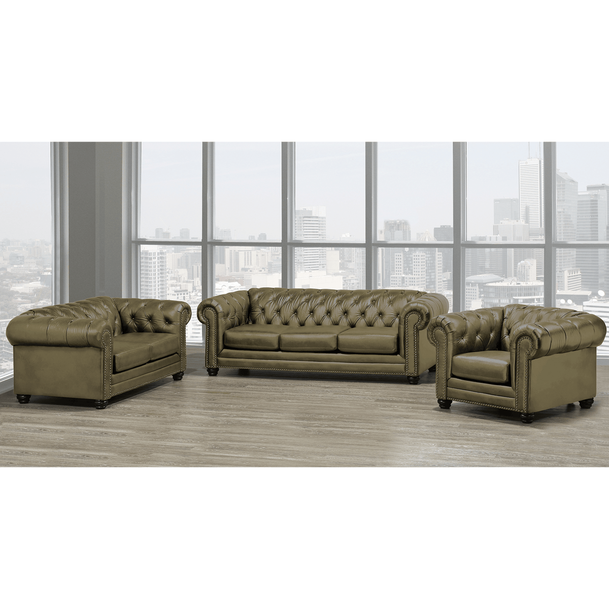 Maryport Top Grain Leather Sofa, Loveseat and Armchair Set - Coja