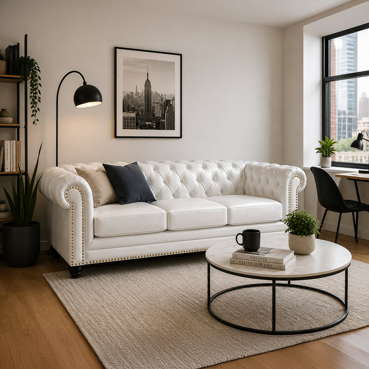 Maryport Leather Sofa with Tufting and Nailhead Trim - Coja