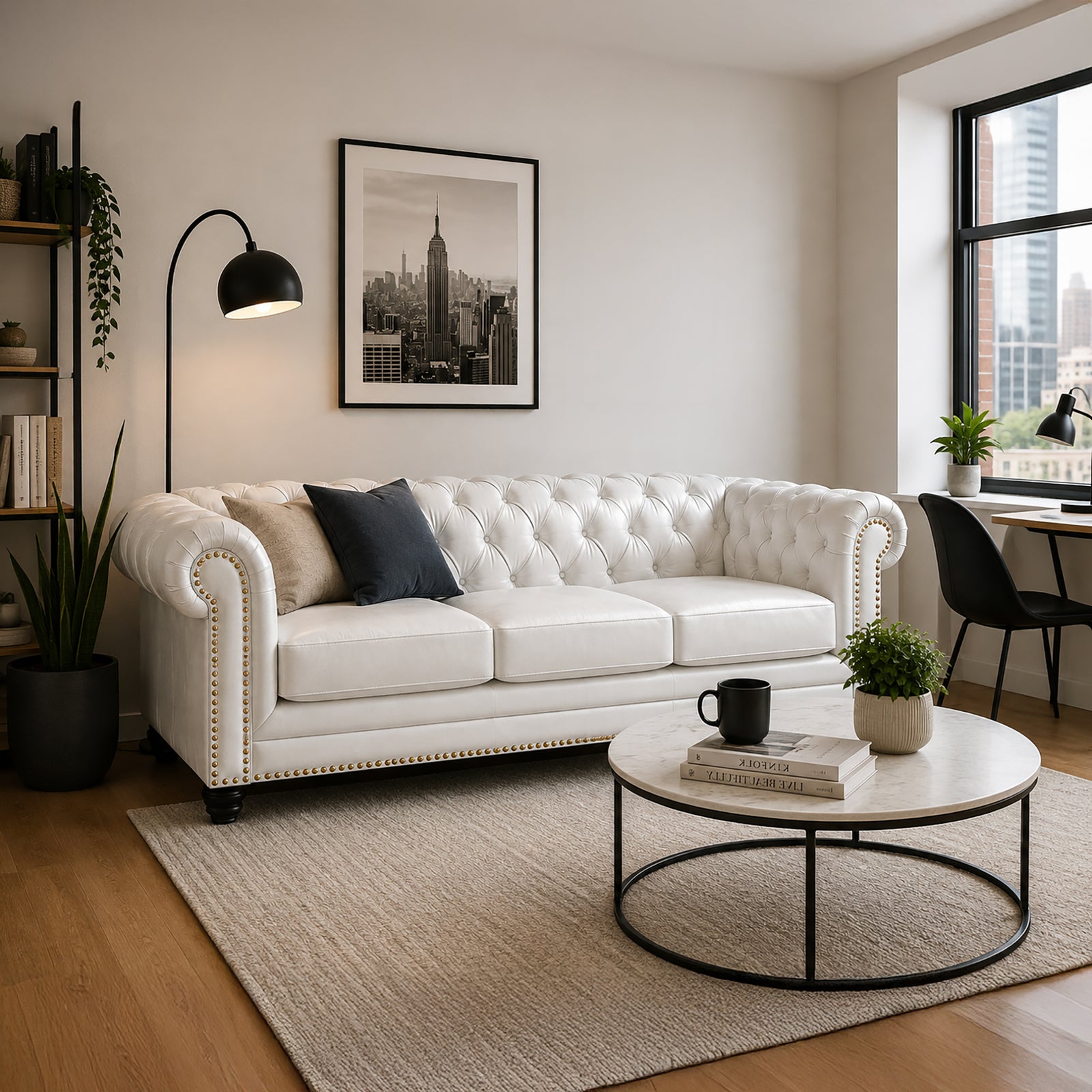 Maryport Leather Sofa with Tufting and Nailhead Trim - Coja