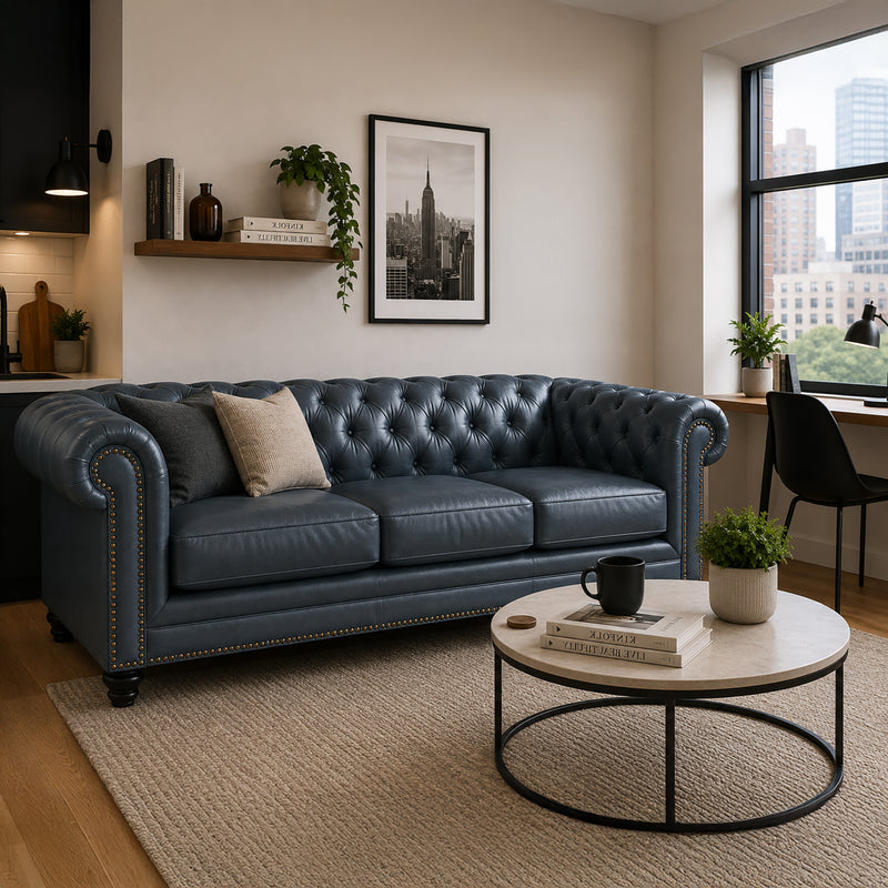 Maryport Leather Sofa with Tufting and Nailhead Trim - Coja