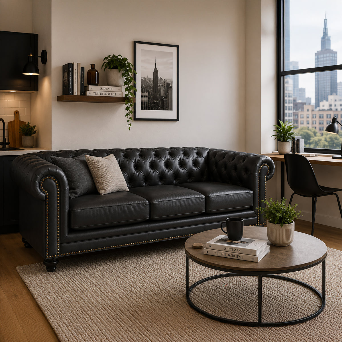 Maryport Leather Sofa with Tufting and Nailhead Trim - Coja