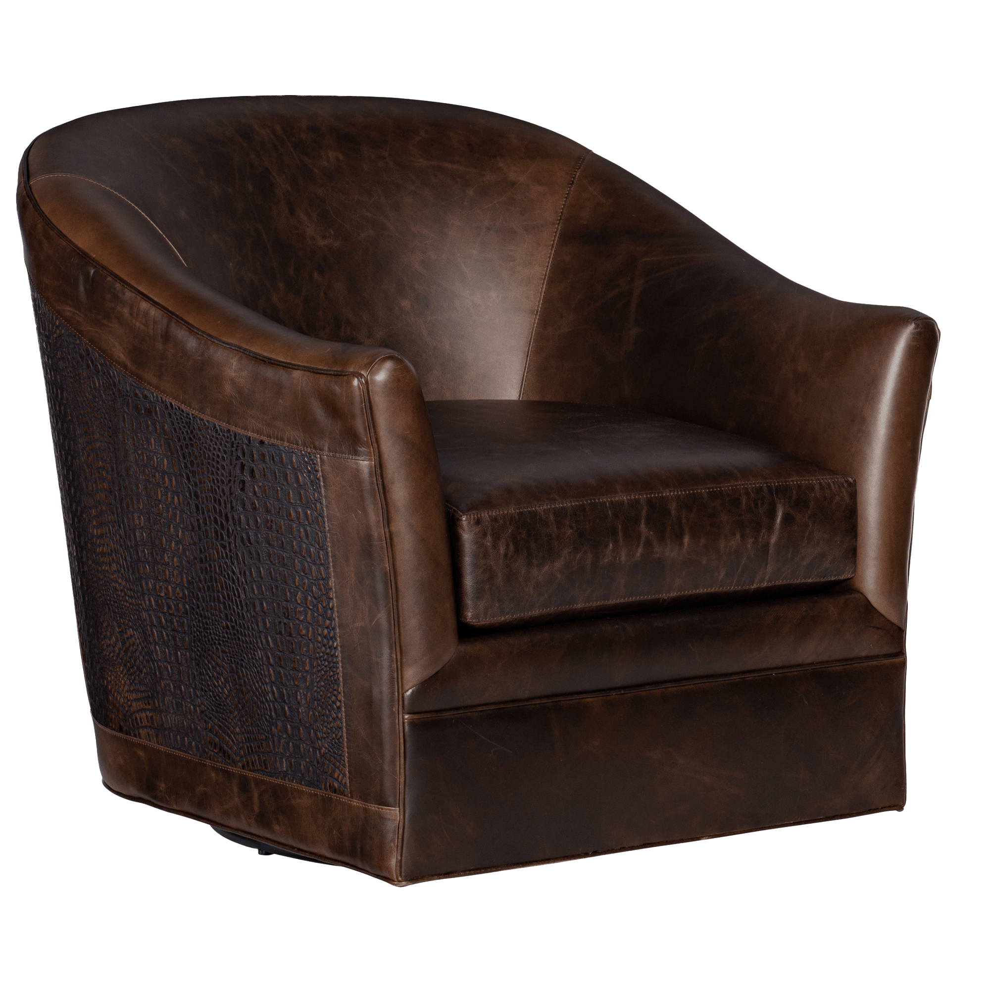 Melanie 32" Wide Side Chair, Leather, Brown