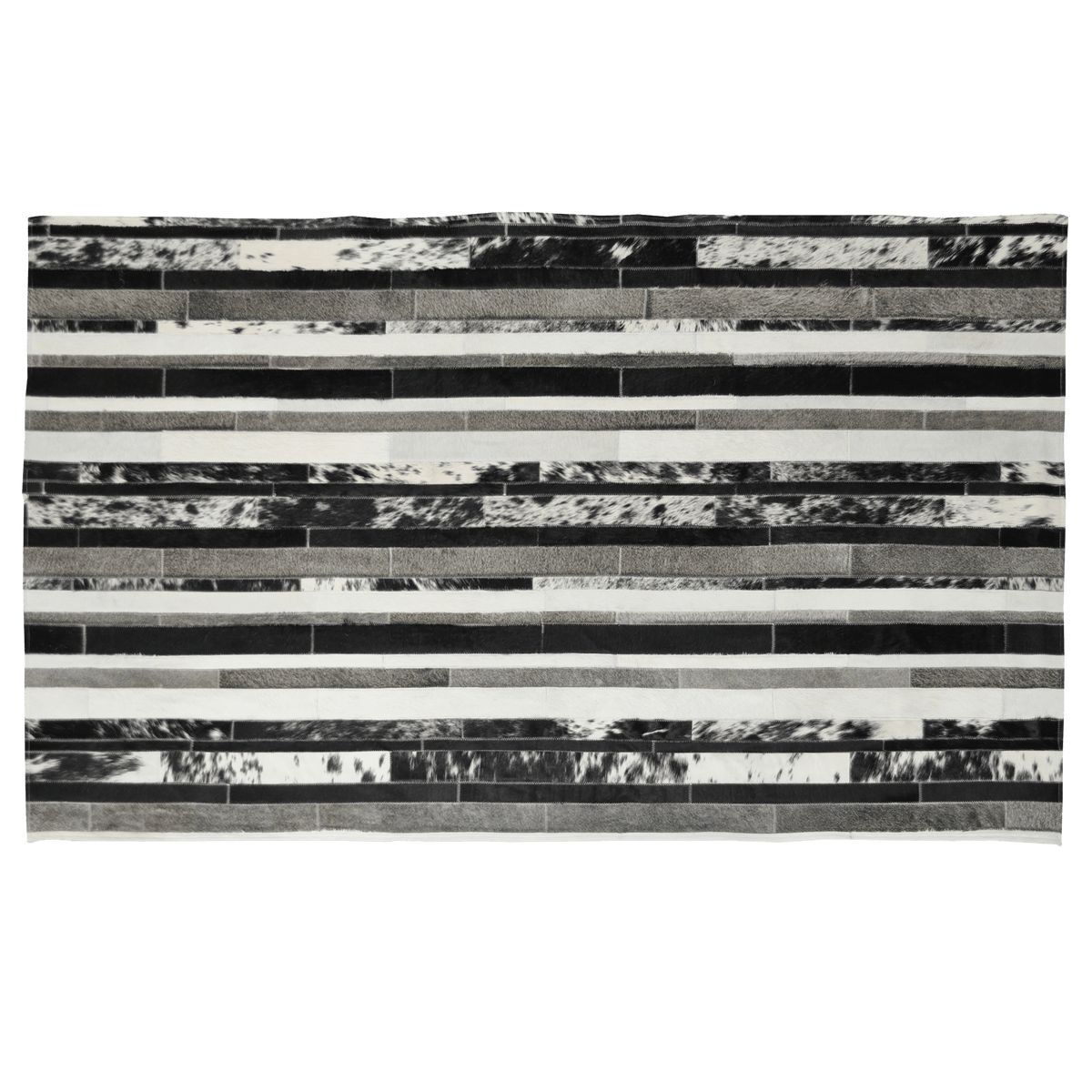 Melanite Striped Hair On Leather Rug, Rectangle 5&#39; x 8&#39; - Coja