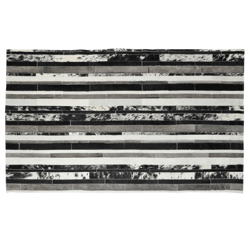 Melanite Striped Hair On Leather Rug, Rectangle 5' x 8' - Coja